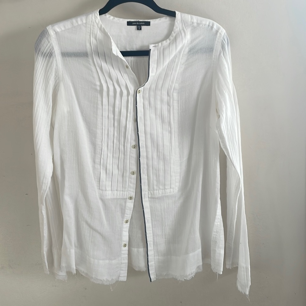 Closet closing Pas De Calais White 100% Cotton Button Down Top